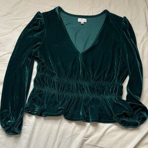 True Craft Teal Velvet Blouse